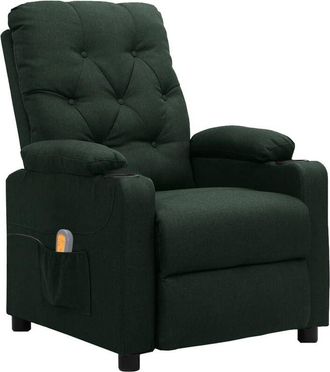 vidaXL Sill&oacute;n De Masaje De Tela Verde Oscuro Vidaxl