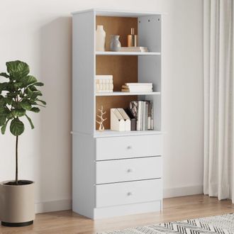 vidaXL Vidaxl - Librer&iacute;a Con Cajones Alta Madera De Pino Blanco 60x35x142 Cm