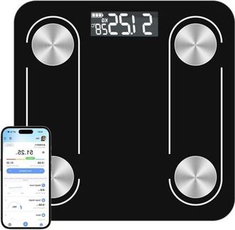 OEM B&aacute;scula Inteligente De Composici&oacute;n Corporal Con Bluetooth Y Pantalla Led - Recargable Por Usb - 26 X 26 Cm - B&aacute;scula Inteligente Bluetooth Con Retroil