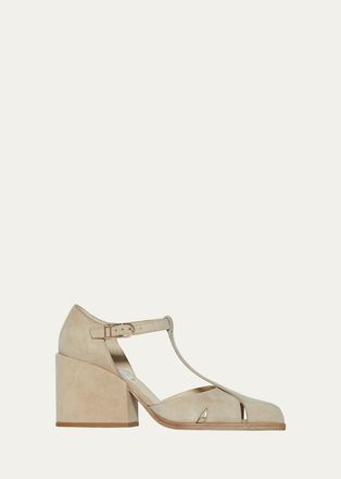 Gabriela Hearst 80mm Hawes Suede T-Strap Sandals