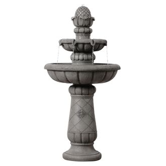 Teamson Home Teamson Home Fuente Bebedero P&aacute;jaros 2 Niveles 99 Cm, Cuenco Poco Profundo, Acabado Piedra Gris Claro Y Flujo Suave