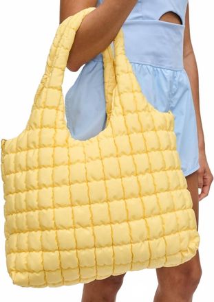 Sol and Selene Womens Quilted Puffer Nylon Hobo Bag In Butter