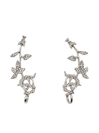 Patrizia Pepe crystal-embellished floral earrings - Silver