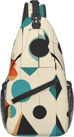 Generic Mid Century Geometric Sling Bag Breathable Cross Body Bag Adjustable Daypack For Shopping Casual Women