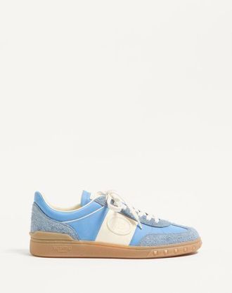 Valentino Garavani Upvillage Low Top Trainer In Crust Leather And Nylon