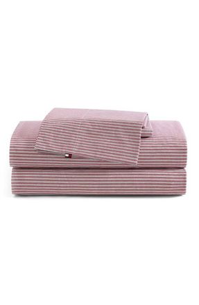 Tommy Hilfiger Highland Ticking Stripe Sheet Set in Red at Nordstrom, Size Twin X-Long