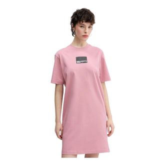 Karl Lagerfeld Kleedjes, Dames, Roze, S, Katoen, Mouwloze T-shirtjurk