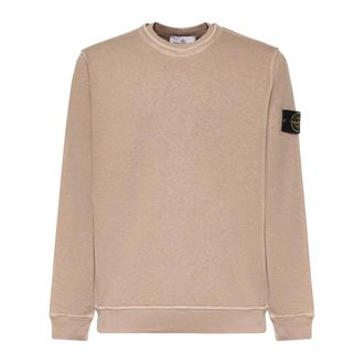 Stone Island Sweatshirts, male, Brown, Size: 2XL Slub Cotton Crewneck Sweatshirt