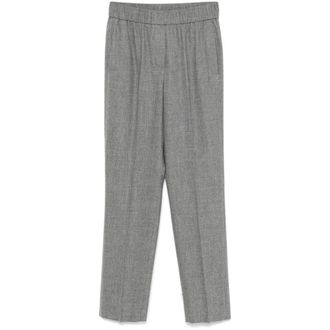 PESERICO Elastische Taille Wollen Broek - Dames - Broeken - Grijs - Maat: L Wol
