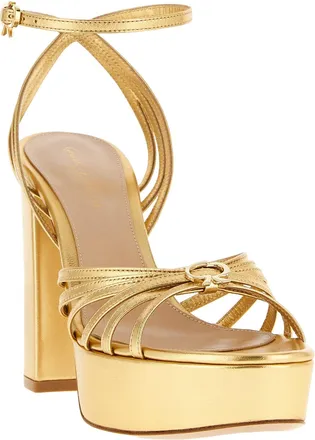 Gianvito Rossi Womens Rita Platform Heel Gold Lamb Leather