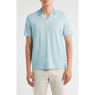 BOSS Pye Textured Johnny Collar Polo in Light Blue at Nordstrom Rack, Size Xx-Large