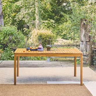 Sweeek 8-seater Acacia Wooden Garden Table With Rounded Corners in Light Brown