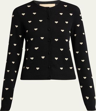 Valentino Garavani Jacquard Hearts Wool-Cashmere Cardigan