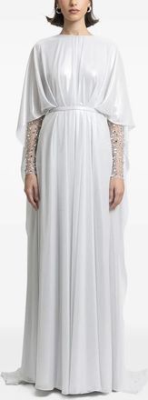 Gemy Maalouf embellished-sleeve maxi dress - women - Fabric - 8 - Silver