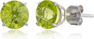 MAX + STONE 10k Yellow or White Gold 6mm Round Checkerboard Cut Gemstone Stud Earrings