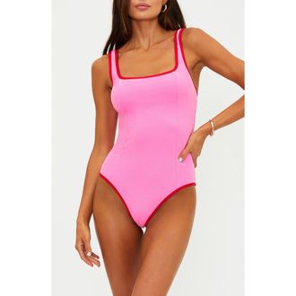 Beach Riot Caia One-Piece Swimsuit in Electric Pink at Nordstrom, Size X-Small