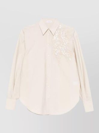 Brunello Cucinelli cotton shirt sequin detail curved hem