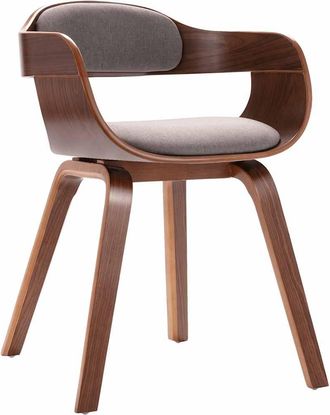 vidaXL Silla De Comedor De Madera Curvada Y Tela Gris Taup&eacute; Vidaxl