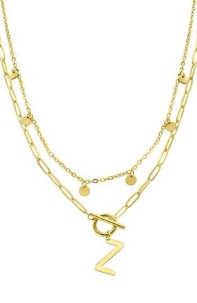 Adornia Initial Pendant Layered Chain Necklace in Gold-Z at Nordstrom Rack