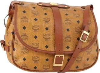 MCM Pre-owned Cross Body Bags, female, Brown, Size: ONE SIZE Pre-owned Plastic Shoulder Bag