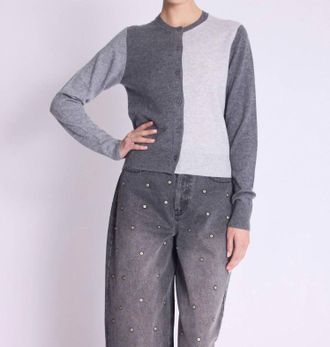BERENICE Gabriel Cardigan Sweater In Two-Tone Grey