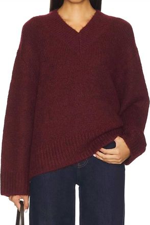 Pistola Denim Talia Chunky V-Neck Long Sleeve Sweater In Claret