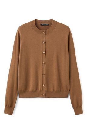 Mango Wool & Cotton Cardigan in Tobacco Brown at Nordstrom, Size X-Small