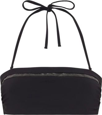 Brunello Cucinelli Top bikini con decorazione Monili - Nero