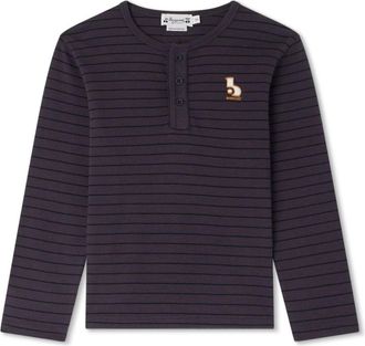 BONPOINT Gaston striped long-sleeve T-shirt - kids - Polyester/Organic Cotton - 8 - Purple