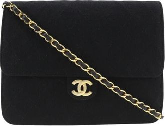 Chanel Pre-owned Cotton chanel-bags - Dames - Vintage Schoudertas - Zwart - ONE Size - Katoen - Vintage