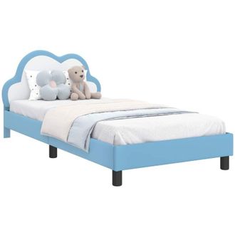 vidaXL Childrens Bed Frame with Headboard Blue 90 x 190 cm PU vidaXL