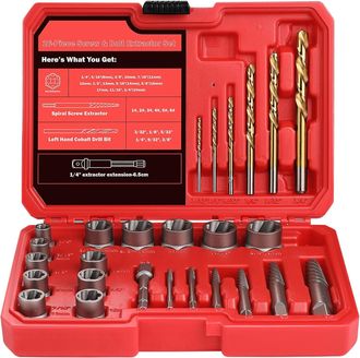 OEM Juego De 26 Extractores De Roscas Rotas, Extractores De Tuercas Y Tornillos, Y Extractores De Tornillos Con Manguito Anticorrosi&oacute;n