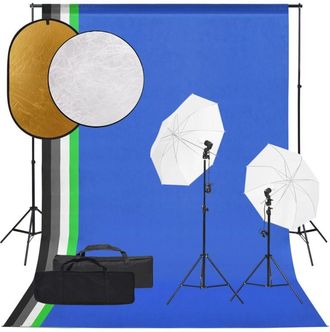 vidaXL Kit De Estudio Fotogr&aacute;fico Con Set De Luces, Fondo Y Reflector Vidaxl