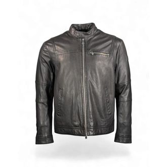 Peuterey Leather Jackets, male, Black, Size: 2XL Saguaro Leather Jacket