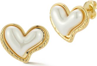 Glaze Jewelry Faux Pearl Heart Stud Earrings in Gold/Faux Pearl at Nordstrom Rack