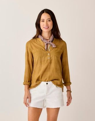 Carve Designs Dylan Textured Shirt in Golden at Nordstrom, Size Xx-Small
