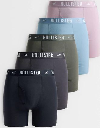 Hollister Confezione da 5 paia di boxer con patta frontale multicolore
