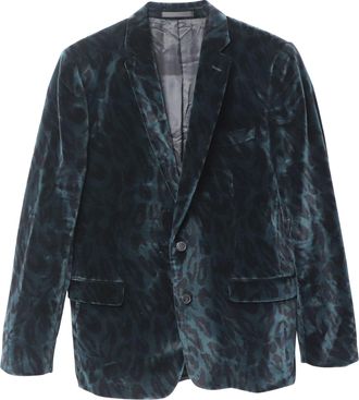 Versace Animal Print Blazer in Green Velvet
