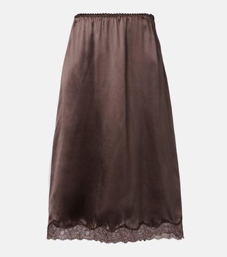 Magda Butrym Lace-trimmed silk satin slip skirt
