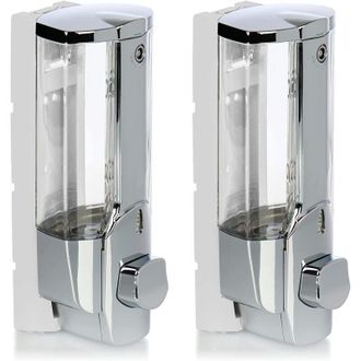 Elle Dispensador De Jab&oacute;n Mural, Recargable Con 2 Dep&oacute;sitos De 380 Ml, F&aacute;cil Instalaci&oacute;n Con Tornillos Y Tacos. Para Gel De Ducha Y Lociones (cromado)