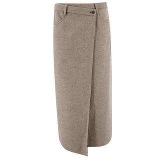 Brunello Cucinelli Brunello Cucinelli, Midi Skirts, female, Brown, Size: S Soft Wool Trousers Fune/Nero Aw25