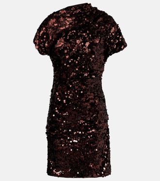 Ganni Sequined asymmetric minidress