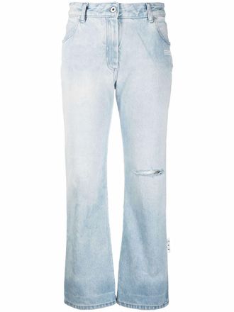 Off-white Jeans dritti con effetto vissuto - Blu