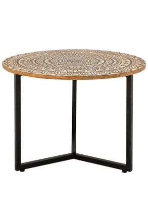 Livetastic Couchtisch, Naturfarben, Schwarz, Holz, Metall, Mangoholz, massiv, Floral, rund, 60x40x60 cm, Wohnzimmer, Wohnzimmertische, Couchtische, Couchtische r