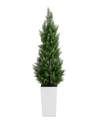 Nearly Natural 56In Uv-Resistant Artificial Cedar Tree In Tower Planter (Indoor/Outdoor)