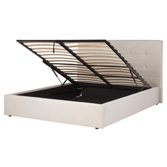 Beliani Cama Con Almacenaje De Tela Beige 160 X 200 Cm Moderno Lorient