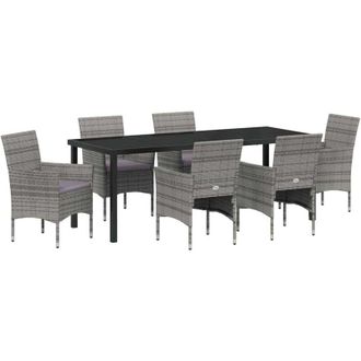vidaXL Conjunto De Comedor De Jard&iacute;n 7 Pcs Gris Rat&aacute;n Sint&eacute;tico Vidaxl