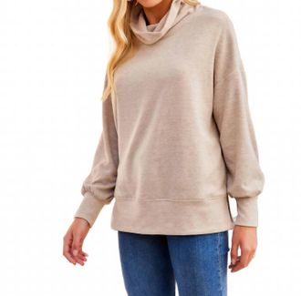 Fifteen Twenty Funnel Neck Zipper Top In Oat