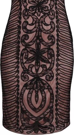 Sue Wong Embroidered Swirl Party Dress In Black Rose