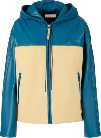 Marni Leren jack met capuchon - Blauw